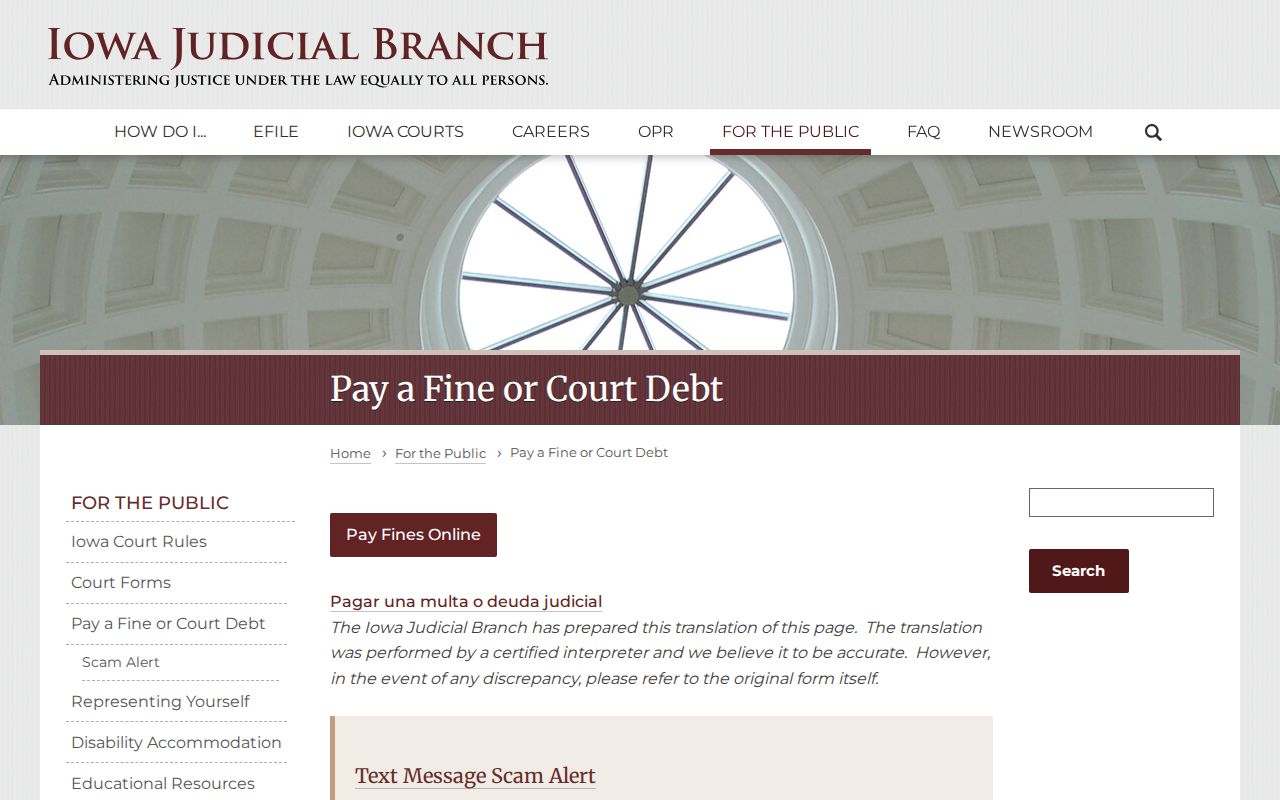 Cedar County warrant check and Iowa fine payment options