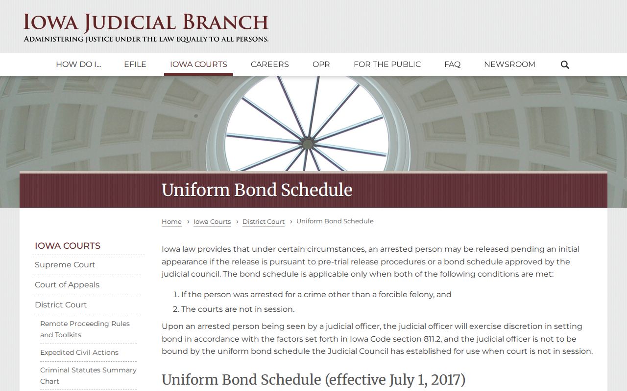 Cedar County active warrant search and Iowa bond schedule