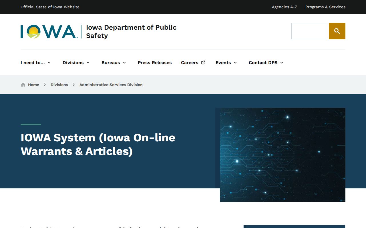 Cedar County bench warrant lookup and official IOWA System access limits